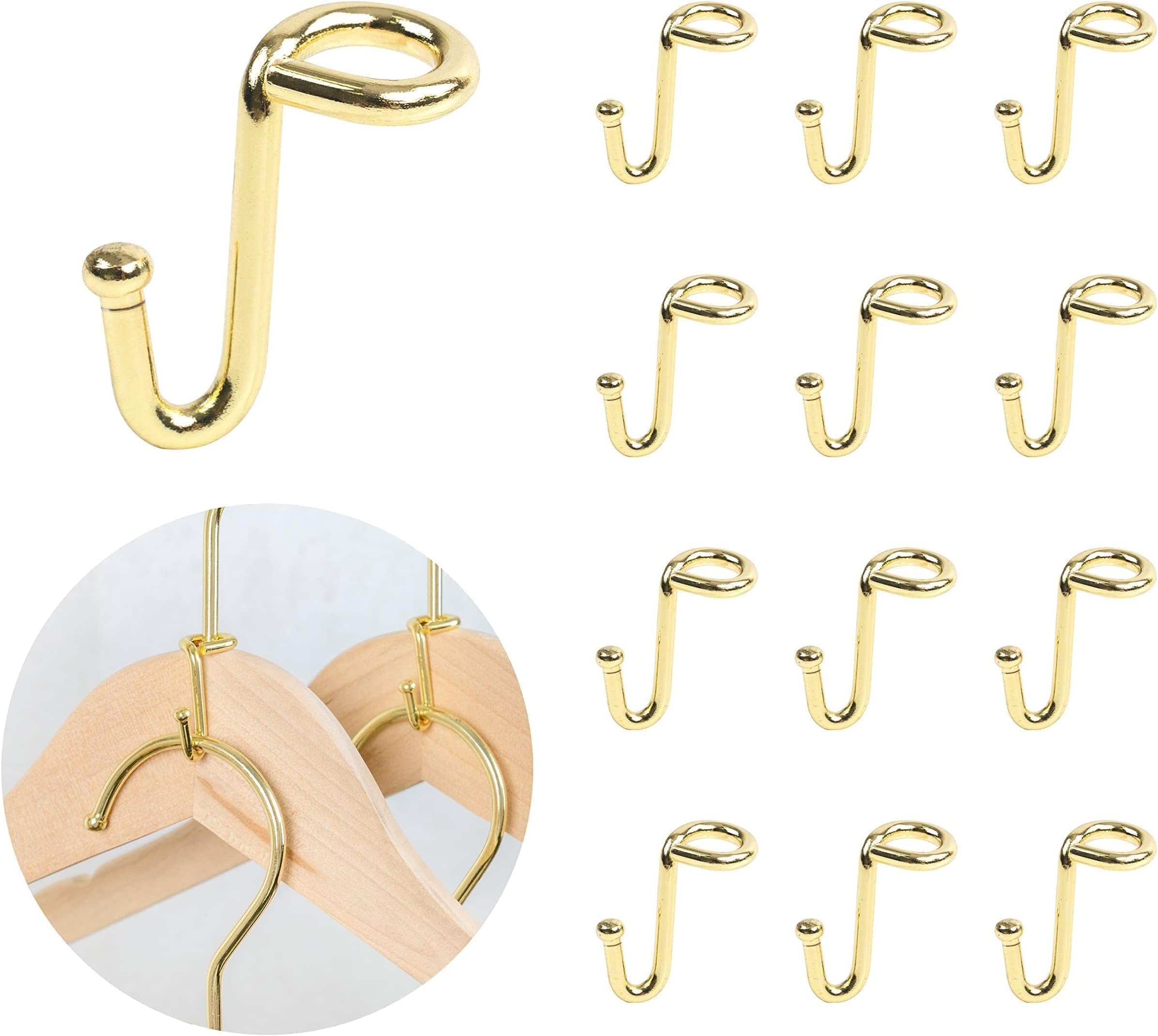 Metal Clothes Hanger, 36 Pack Connector Hooks Stable Gold Metal Outfit Hangers Extender Clips Organizer Strong Mini Cascading Hanger Hooks
