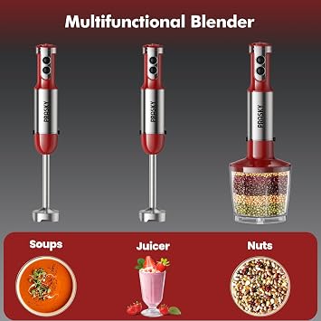 Immersion Blender Handheld 1200W, 20-Speed 5-in-1 Handheld Mixer