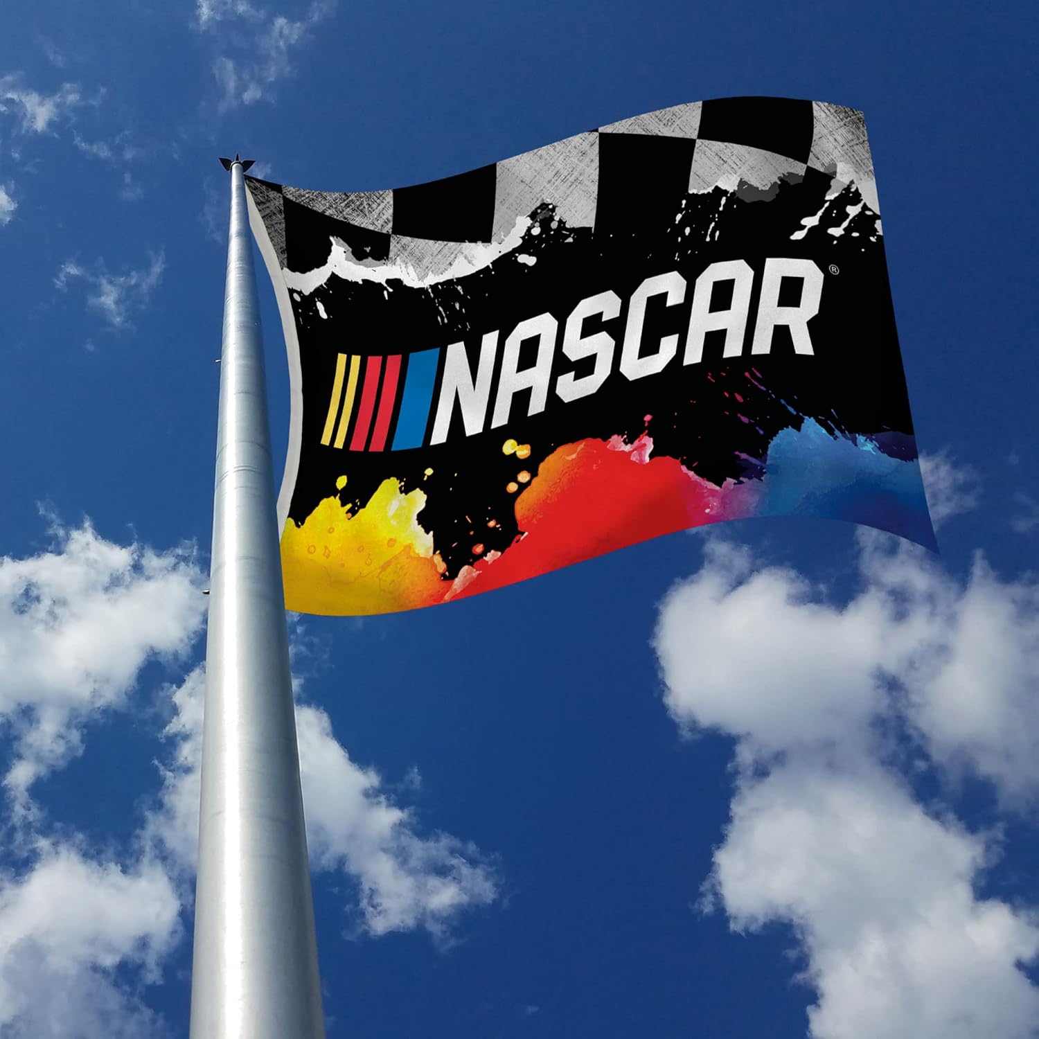 Rico Industries NASCAR Logo Paint Splatter 3' x 5' Banner Flag 3' x 5' Banner Flag Single Sided - Indoor or Outdoor - Home Décor