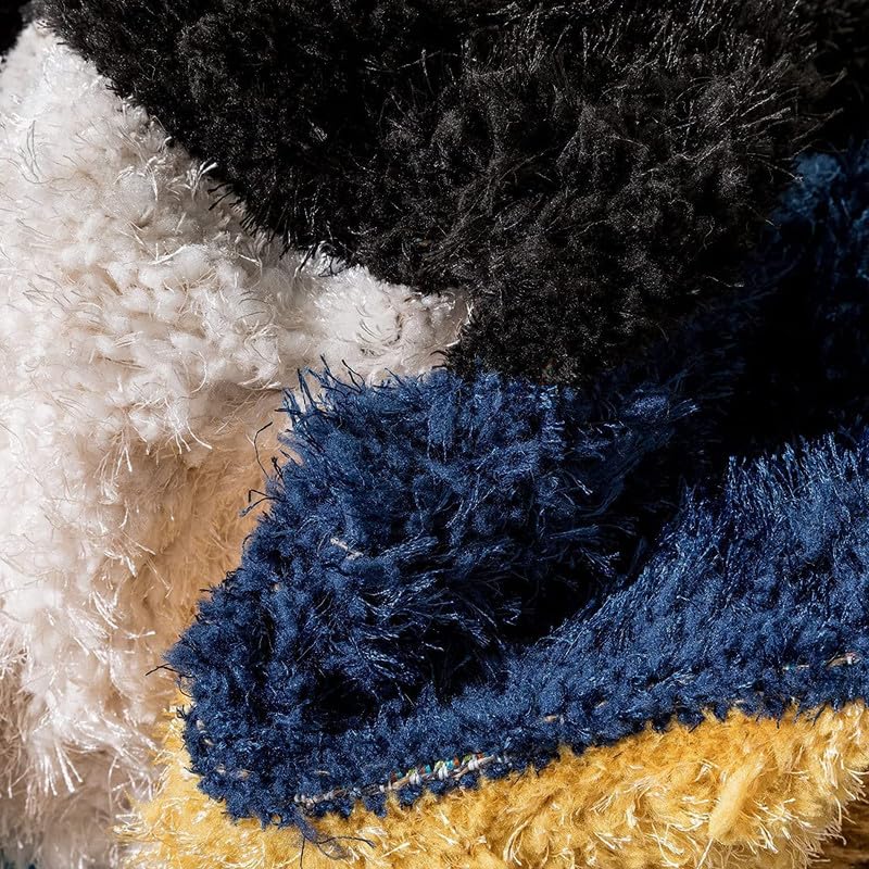 Image of FIASCO Polyester Shaggy Bedside Runner, Soft Indoor Modern Shaggy, Soft Rugs for- Living Room, Dinning Room, Office, Bedroom & Hallway Carpet Rugs Size 4X6 Blue Dark Blue