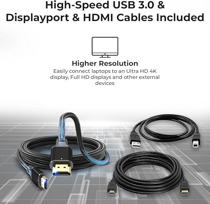 Dock USB 3.0 Dell D3100 Triple Display 4K con Adaptador 65W miniatura 5