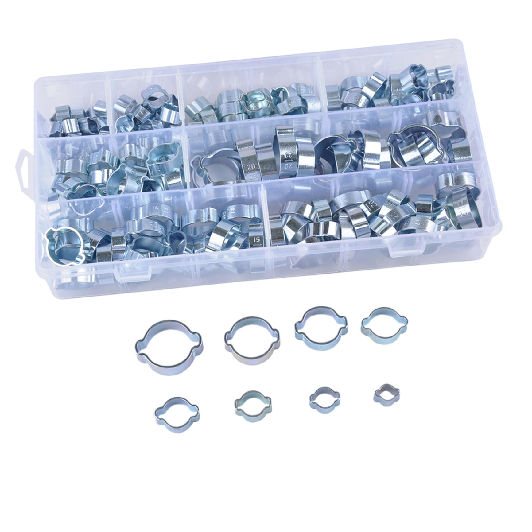160pezzi Fascette Stringitubo in Acciaio Al Carbonio Specifiche Doppie Orecchie Fascette Stringitubo Idrauliche Per Tubi Aria Carburante Silicone Automobili