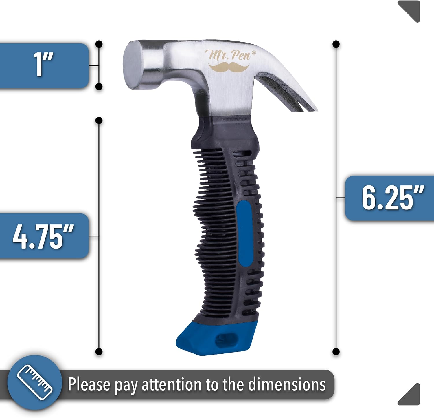 Mr. Pen- 8oz Blue Camping Hammer - Claw, Stubby, Tack, Magnetic, Small Women's Nail Hammer