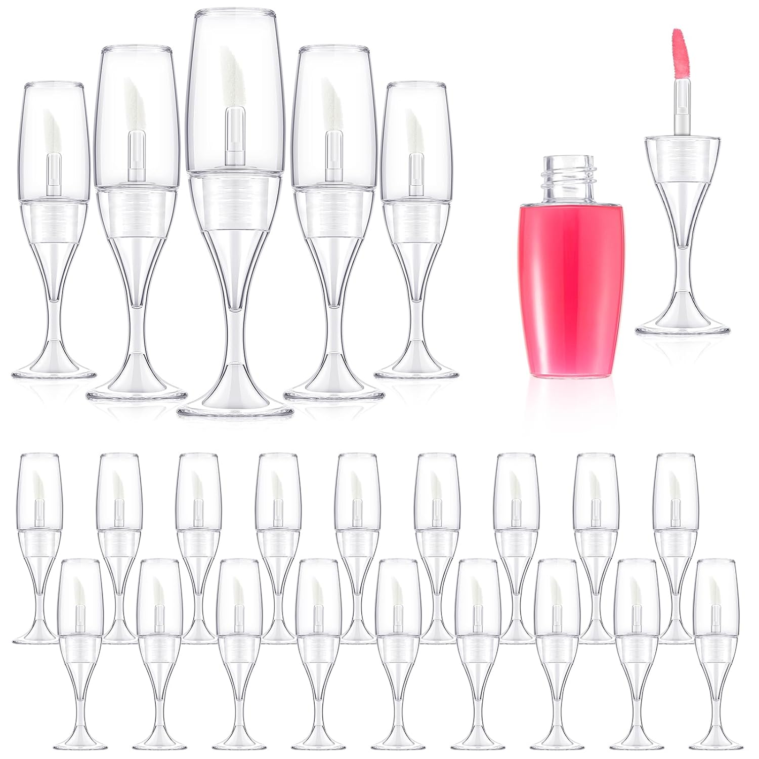Maitys 20 Pcs 8 Ml/0.27 oz Lip Gloss Tubes Empty Wineglass, transparent