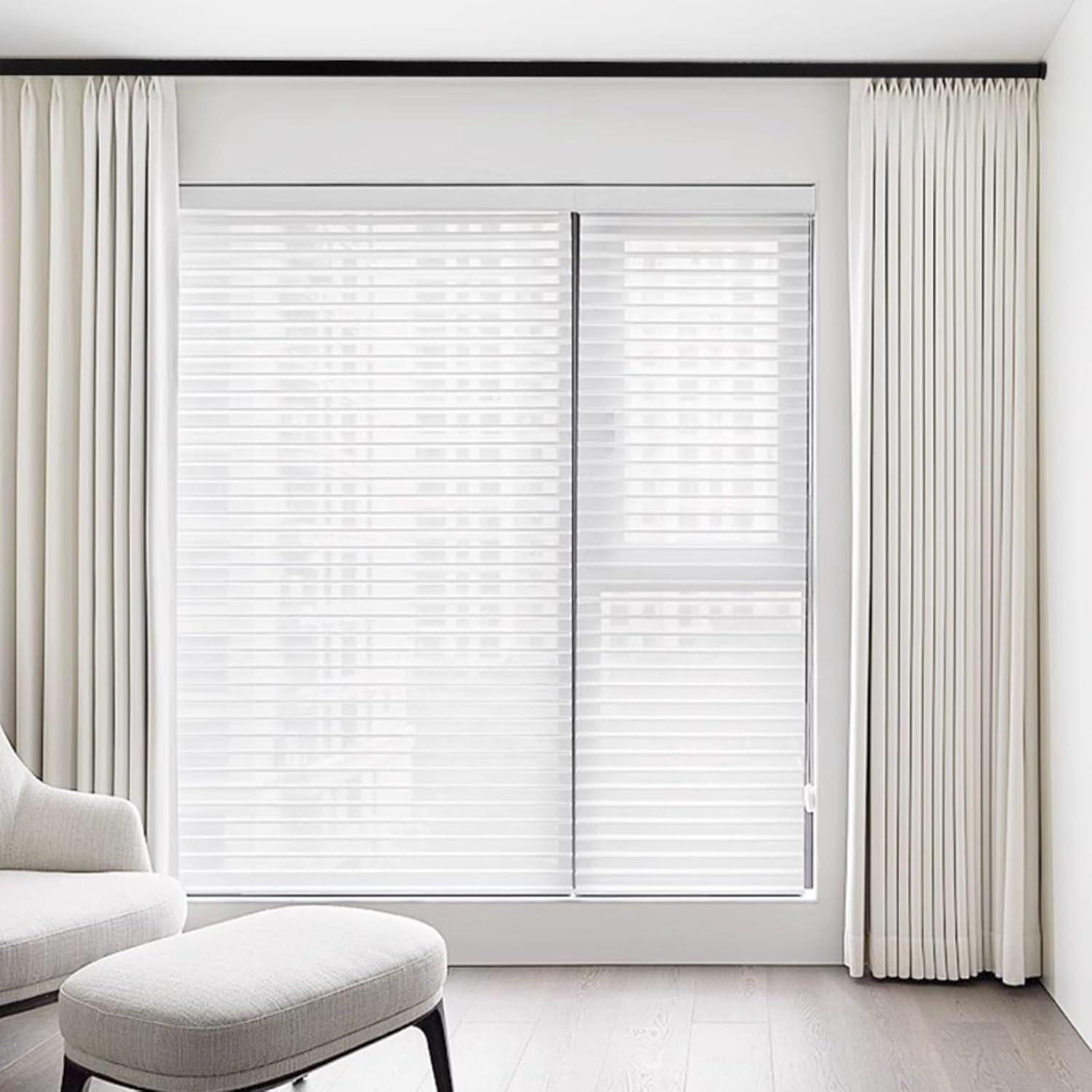 V-Shaped Curtain Track Set for Bay Windows - Curtain System with Pulley and Screws - Ideal for Living Room, Bedroom, Closet, and Sliding Doors