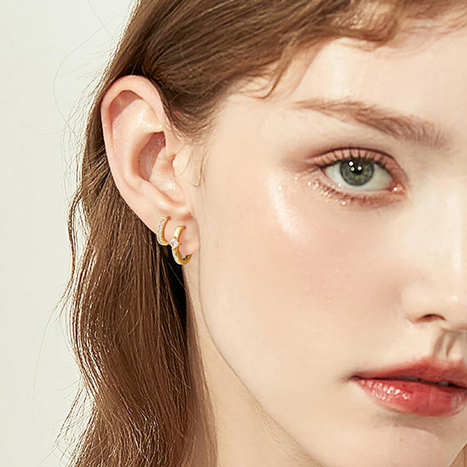 micuco 3 Pairs Small Hoop Earrings Set for Women, 14K Gold Plated Huggie Hoop Earrings for Men, Tiny Cartilage Hypoallergenic Earring Set - Image 3