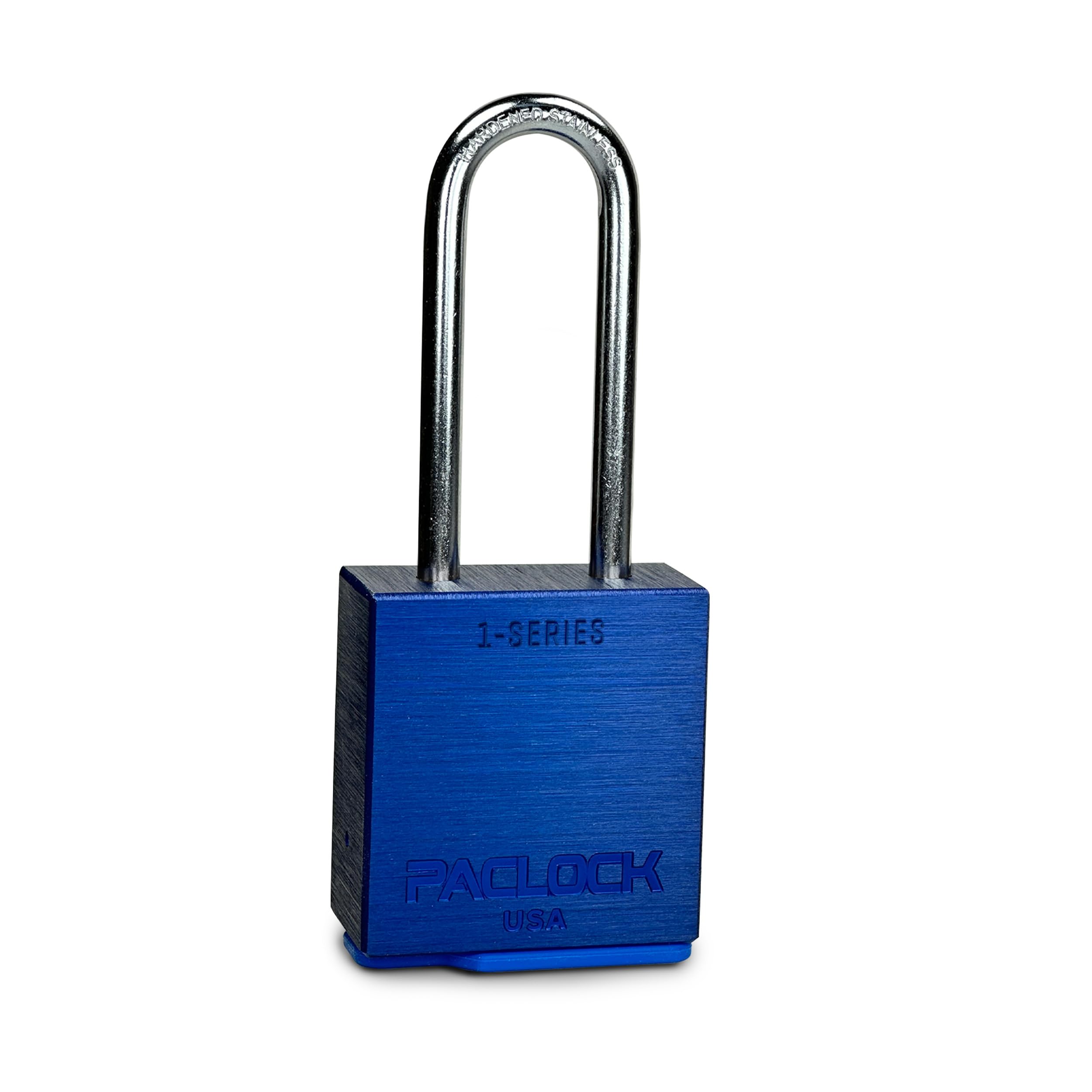PACLOCK Kłódka serii 1, UCS, twarda średnica 0,6 cm. Szekla ze stali nierdzewnej, wysokość 5-1,3 cm, wysokowydajny 6-pinowy cylinder, inny klucz z 2 kluczami, niebieski