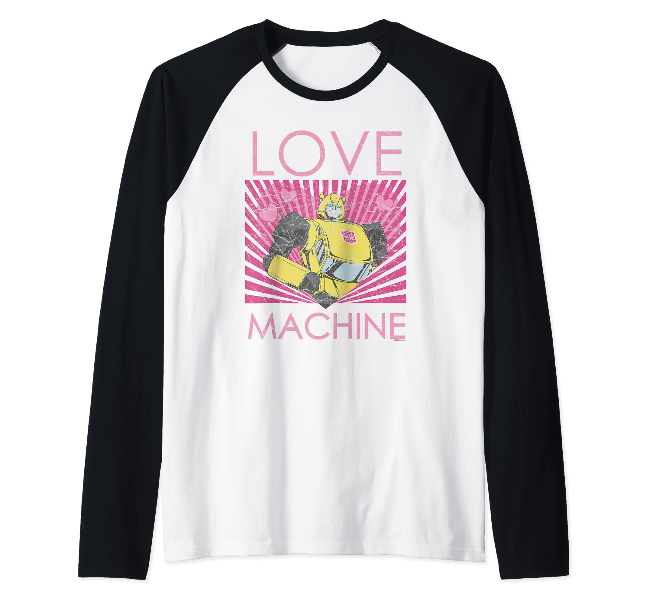 Transformers Bumblebee Valentine's Day Love Machine Raglan Baseball Tee, Black
