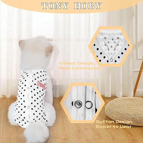 Miniatura 2 de TONY HOBY Pijama de verano para perro, overol sin mangas, suave y transpirable para perro con lunares (rojo rosado, XL)