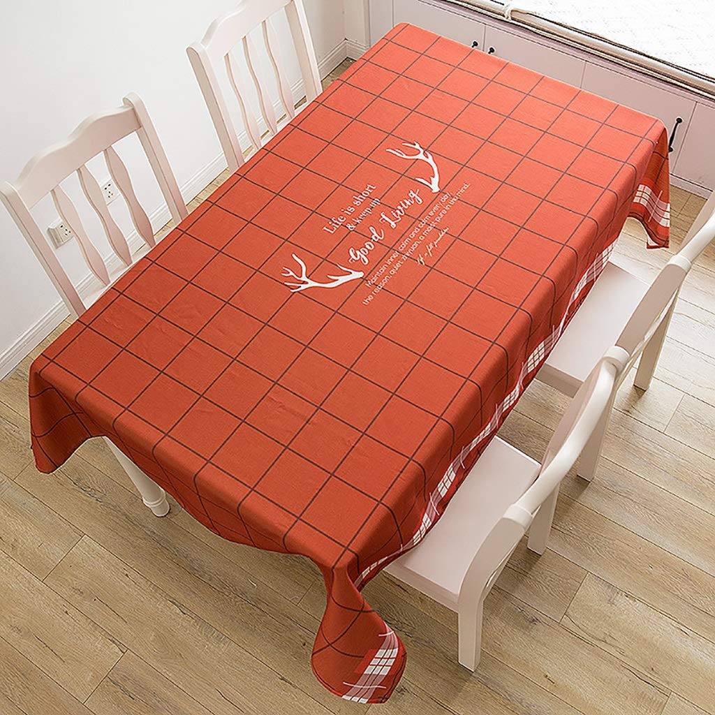 Nappe de Noël en coton et lin bordeaux imperméable pour table rectangulaire et carrée