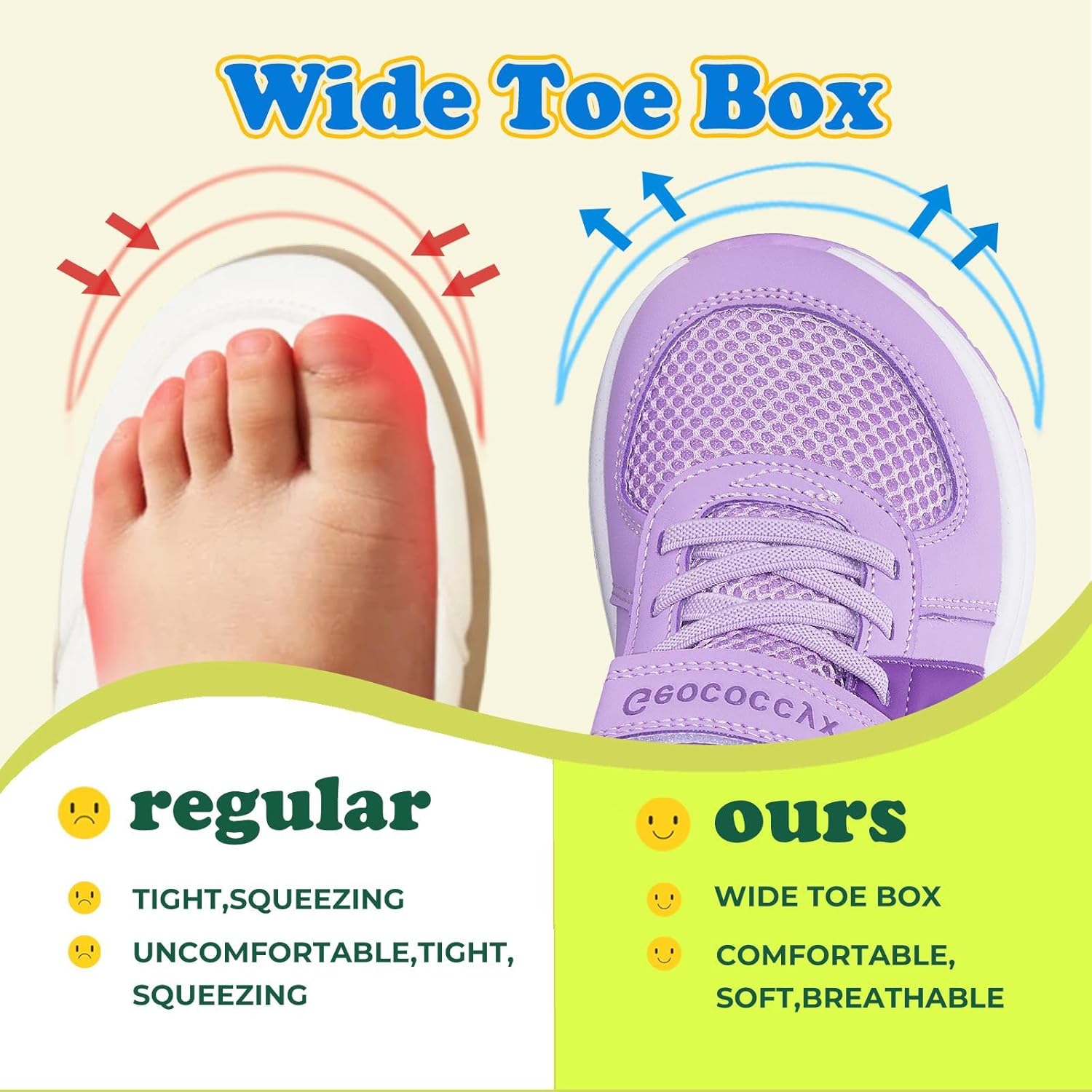 Boys Wide Toe Box Sneakers Girls Tennis Running Shoes Breathable Walking Trainers for Kids - Image 2