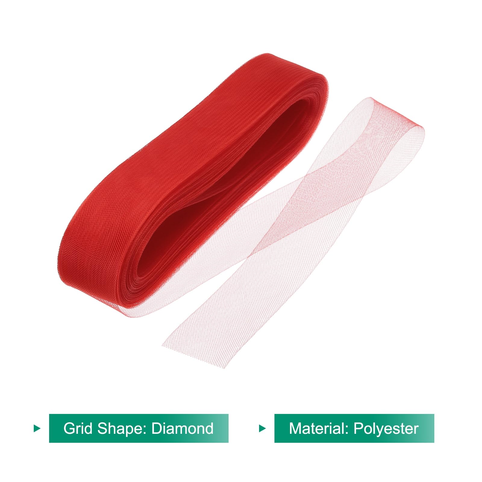 QUARKZMAN Treccia Crine Cavallo Rigida da 50 Iarde, Larga 1,6 Pollici, per Disossare Poliestere, Cucire, Abiti da Sposa, Ballo, Abiti Formali, Accessori, Rosso