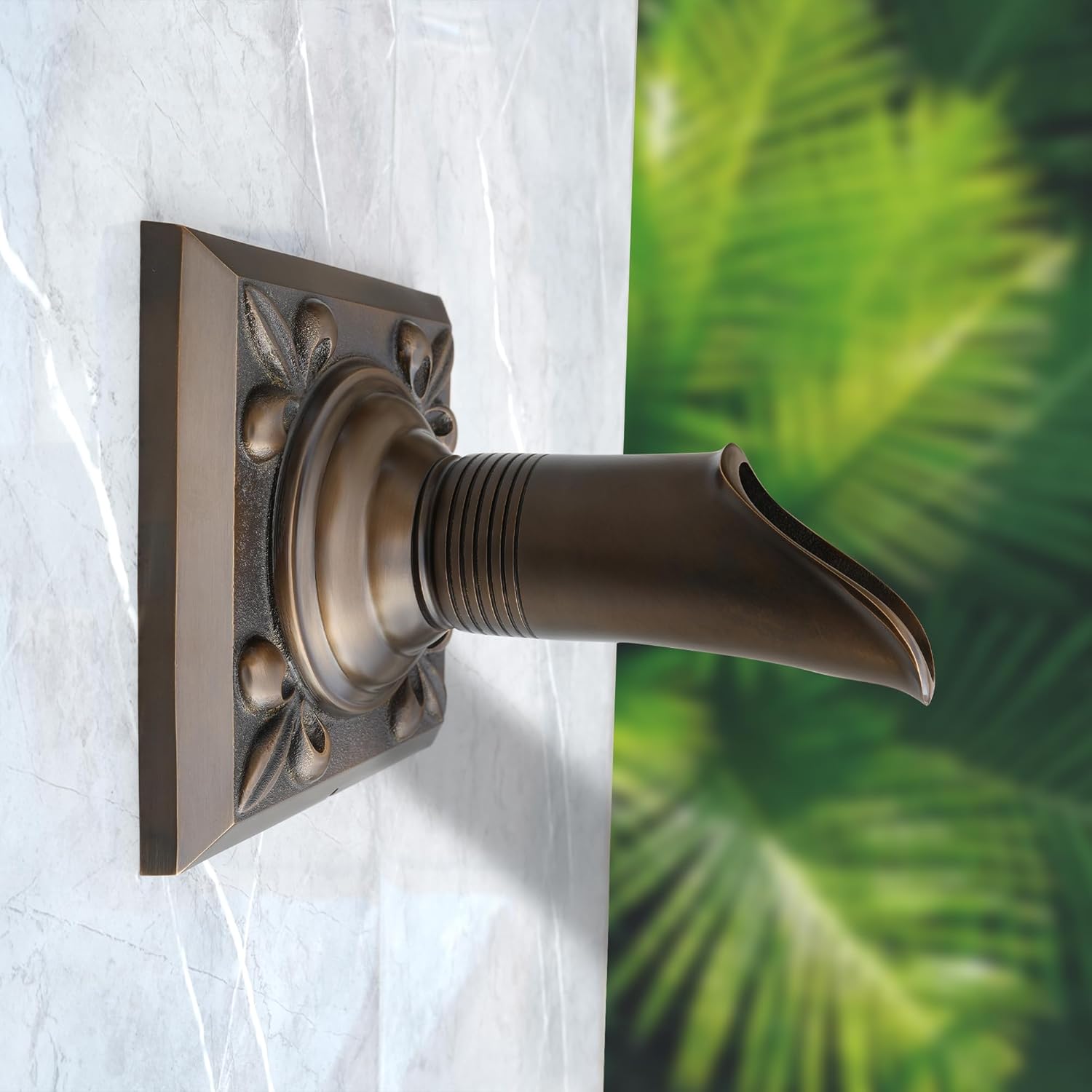 Solid Brass Waterfall Spout Scupper Made Exquisite Handcrafted, Water Fountain Spillway Luxury Landscape Decor for Pools, Ponds, Water Walls (7.59 inch)