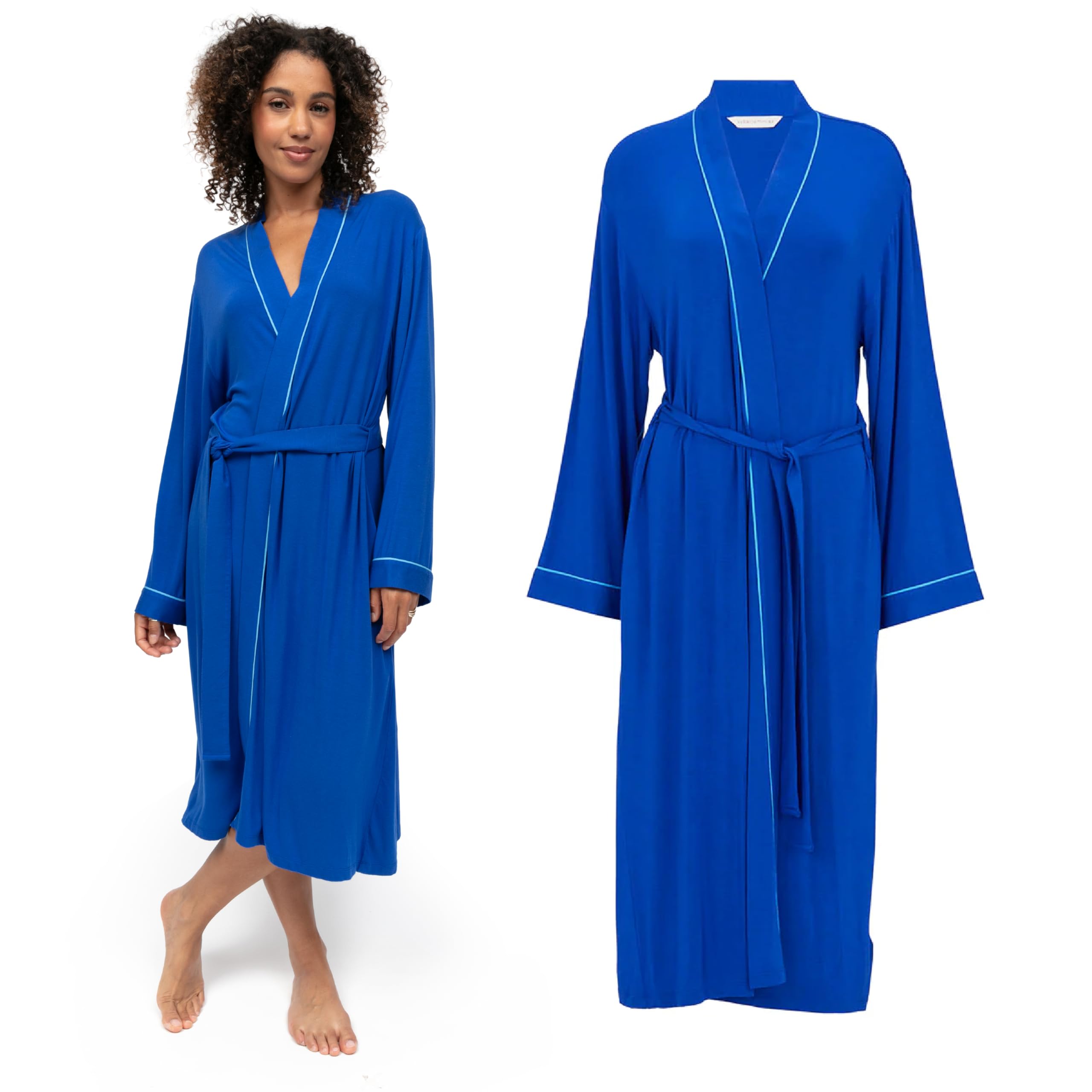 Cyberjammies Ashley Womens Jersey Long Dressing Gown | Modal Ladies Dressing Gowns | Soft Wrap Front Robe