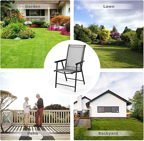 Miniatura 9 de S AFSTAR - Sillas plegables para patio, silla portátil con reposabrazos para exteriores, jardín, jardín, piscina