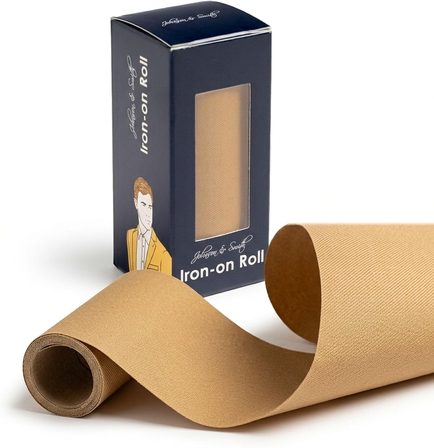 Johnson & Smith Iron Roll - 4" Width x 60" Length Iron On for Clothing, Pants Repair - Adhesive Fabric Patches - Easy to Use, Fast Result, No Sewing Needed - Black