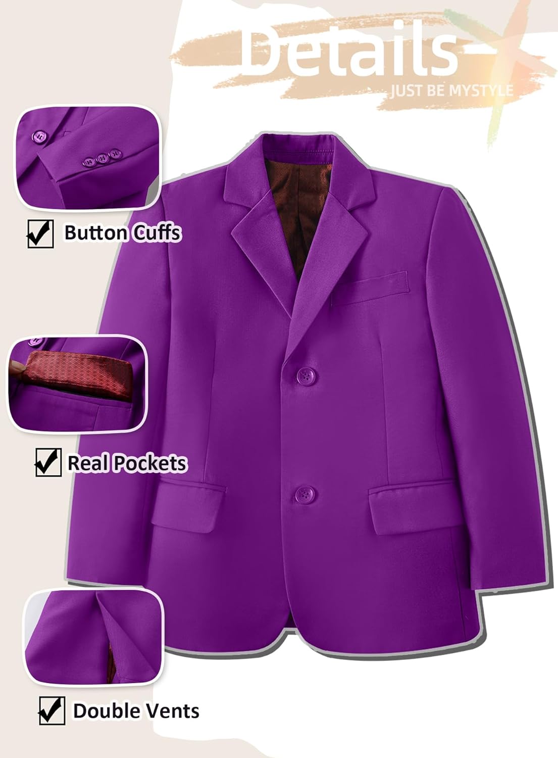 Yanlu Boy's Tuxedos Toddler Formal Suits Set Kids Blue Black Slim Fit Suit for Weddings - Image 4