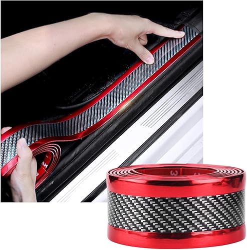 Miniatura 7 de Suvnie Protectores de entrada para borde de puerta de automóvil, adhesivo anticolisión, cinta protectora de umbral de fibra de carbono impermeable,