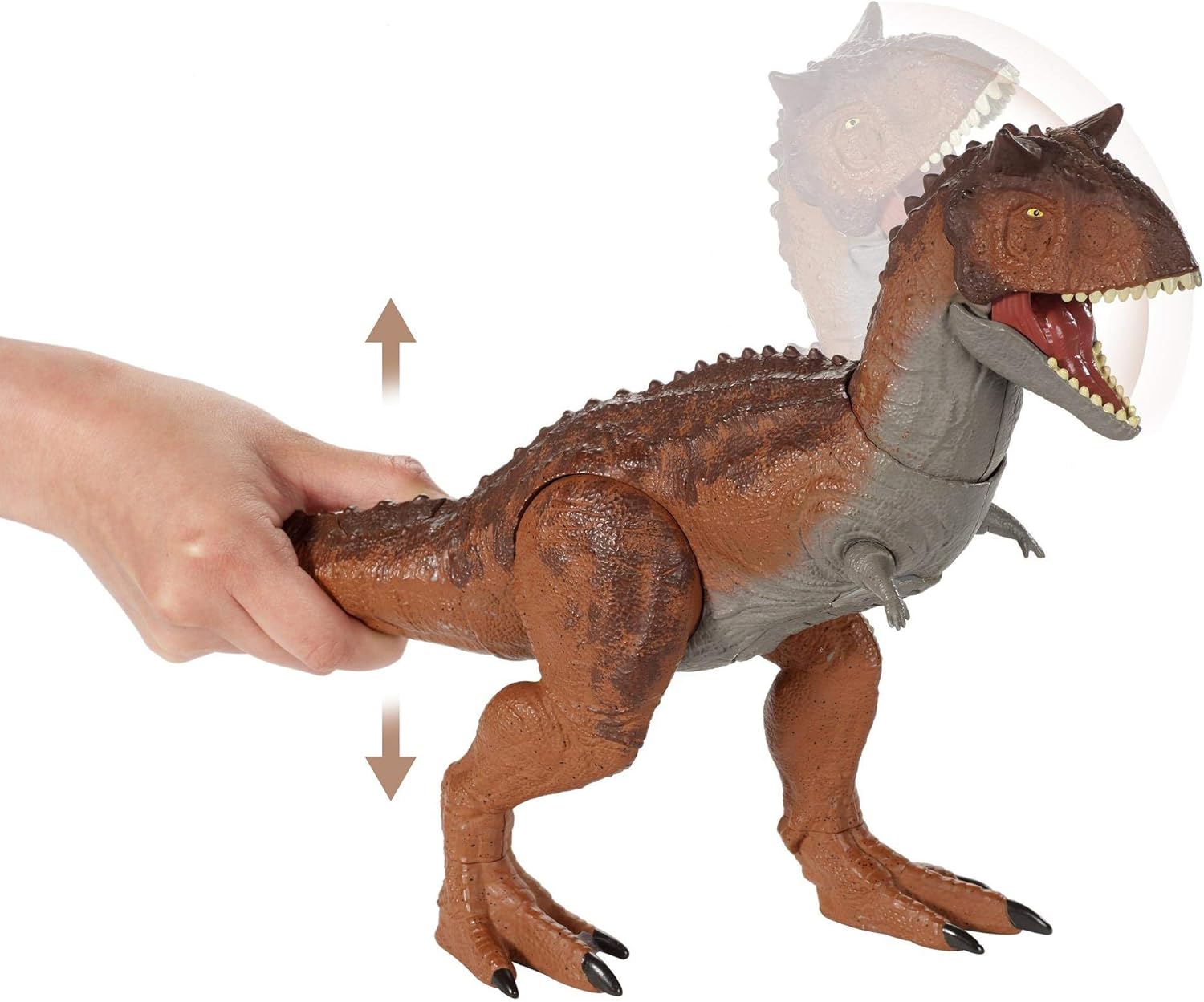 Jurassic World Toys Control ‘N Conquer Carnotaurus Large Dinosaur Figure with Tail-Activated Side and Head Movement, Sounds, Movable Joints, Movie-Authentic Detail; Ages 4 and Up