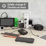 Puissance pivotante par Bell+Howell Bande d'alimentation avec protection contre les surpressions, station de recharge rapide USB Extendeur de sortie – avec 6 Électrique, 3 USB Port, 125VAC / 60Hz / 10A / 1250WMax, UL STD 498A