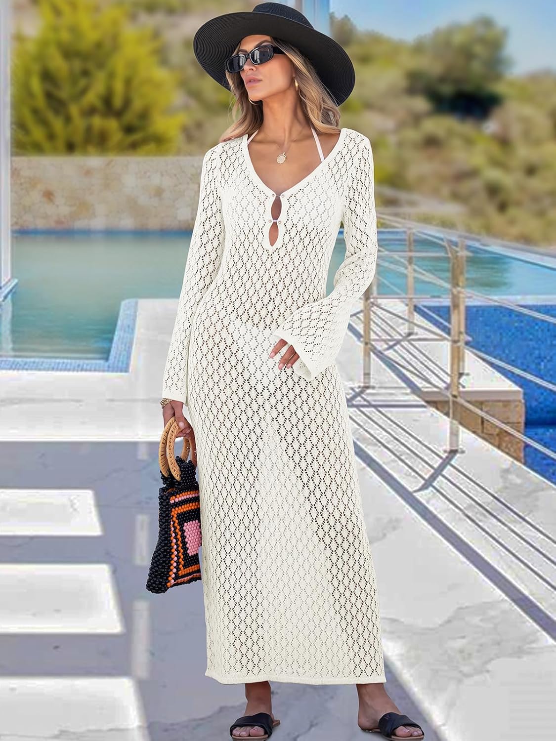 ANRABESS Women Swimsuit Swim Crochet Cover Up Knit Bathing Suit Swimwear 2026 Summer Bodycon Beach Dress Vacation Clothes - Image 6