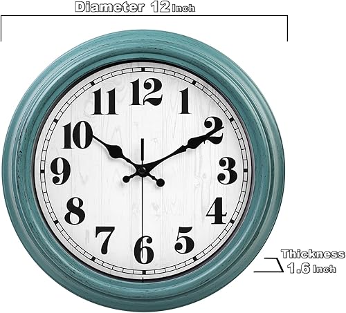 Miniatura 8 de zyzamay Reloj de pared retro de 12 pulgadas, fácil de leer, redondo, clásico, clásico, de cuarzo, funciona con pilas, decorativo para sala de estar,