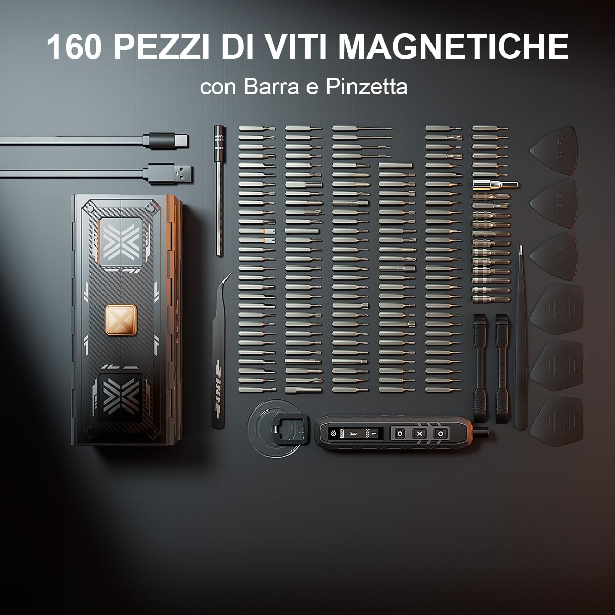 EZARC Set Mini Cacciavite Elettrico di Precisione 181 in 1 con 162 Punte Magnetiche, Piccolo Cacciavite Elettrico Ricaricabile Senza Fili per Telefono, Orologio, Laptop