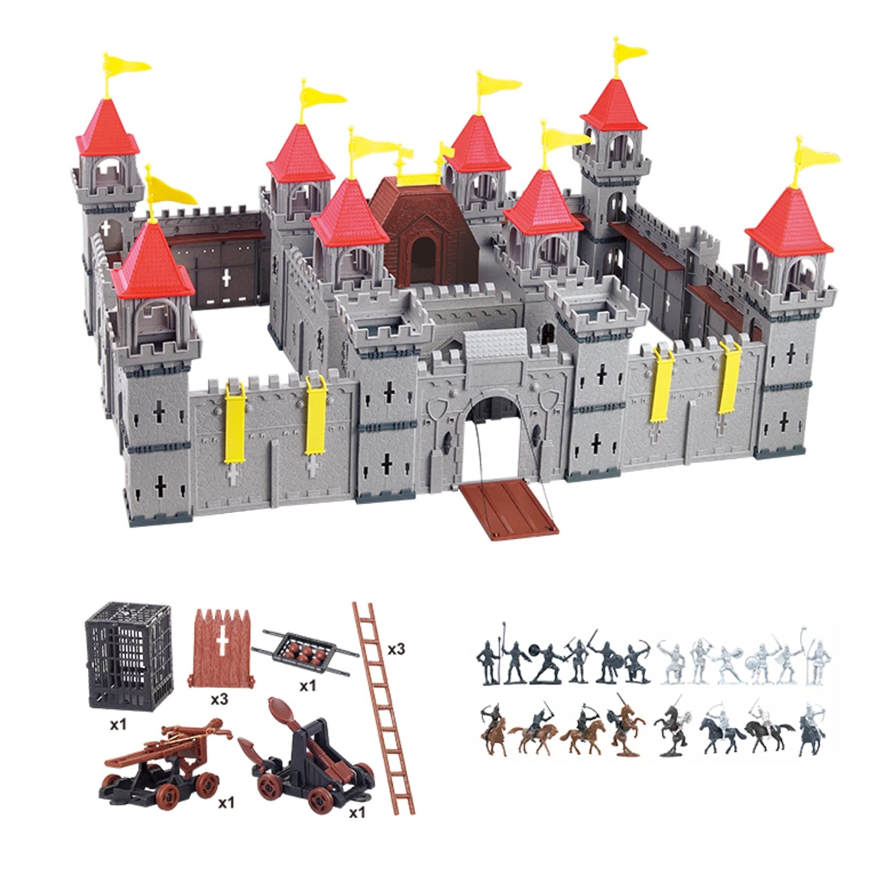 TikTakToo Ritterburg Spielset für Kinder – Mittelalter Burg mit Rittern, Kanonen & Zubehör – Einfacher Aufbau – Indoor & Outdoor Spielzeug – 72 x 50 x 33 cm