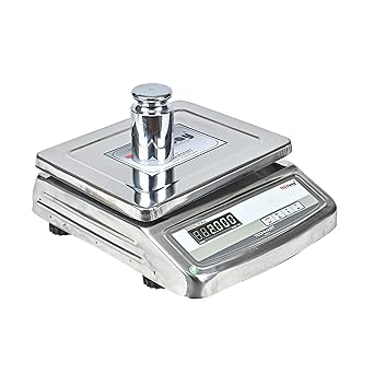 TECHway PUNCH Weight Capacity 30kg x 1g Digital Weighing Machine Scale with Front and Back Double Display for Kirana Shop, Kitchen and Commercial Purposes (10x12 inches, Stainless Steel))