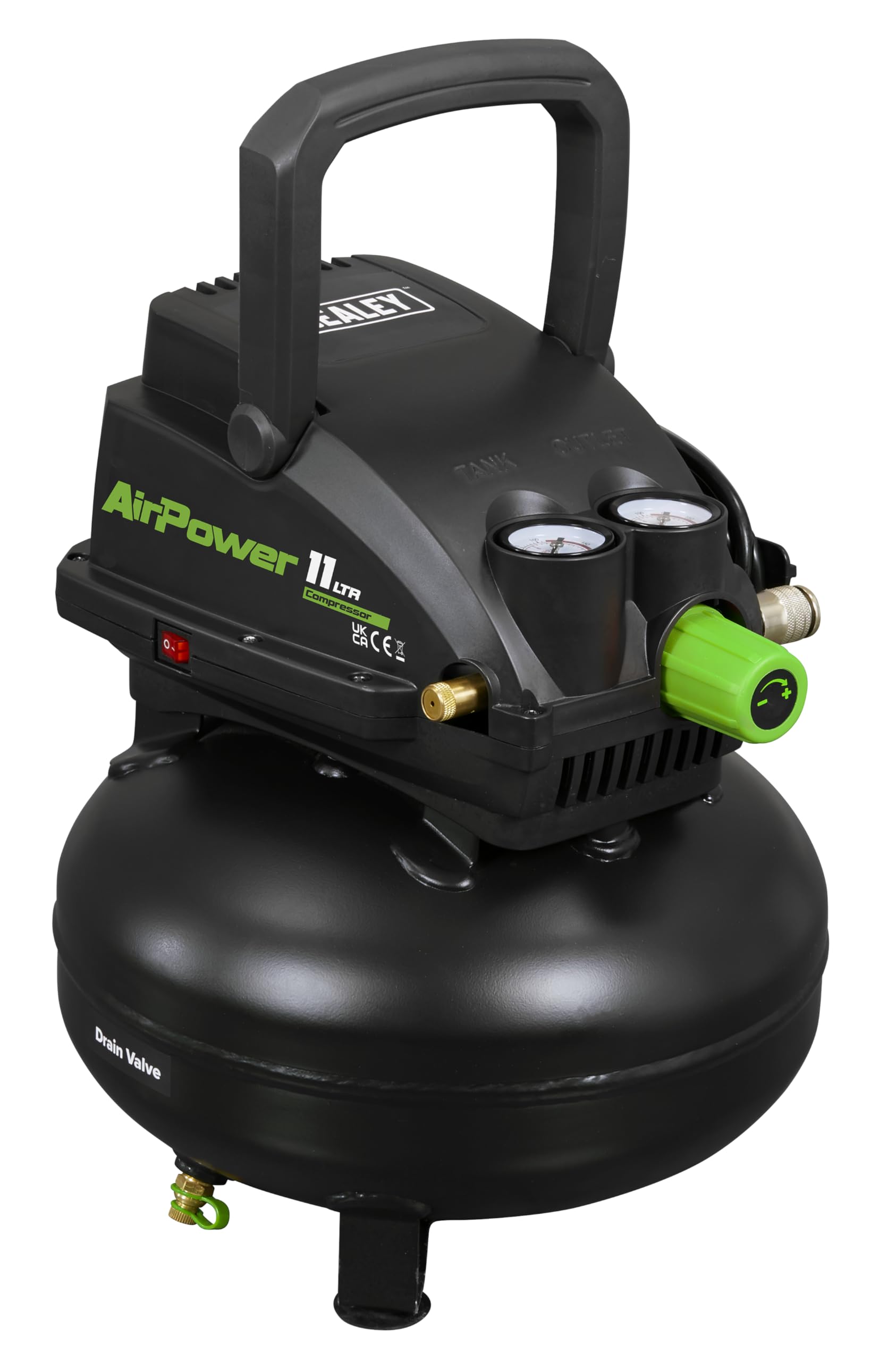 Sealey Oil Free Direct Drive Air Compressor, 11L, 0.5hp, 1.7cfm, 116psi, 400W - SAC1100