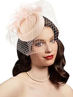 Fascinators Hats 20s 50s Hat Pillbox Hat Cocktail Tea Party Headwear with Veil for Girls and Women