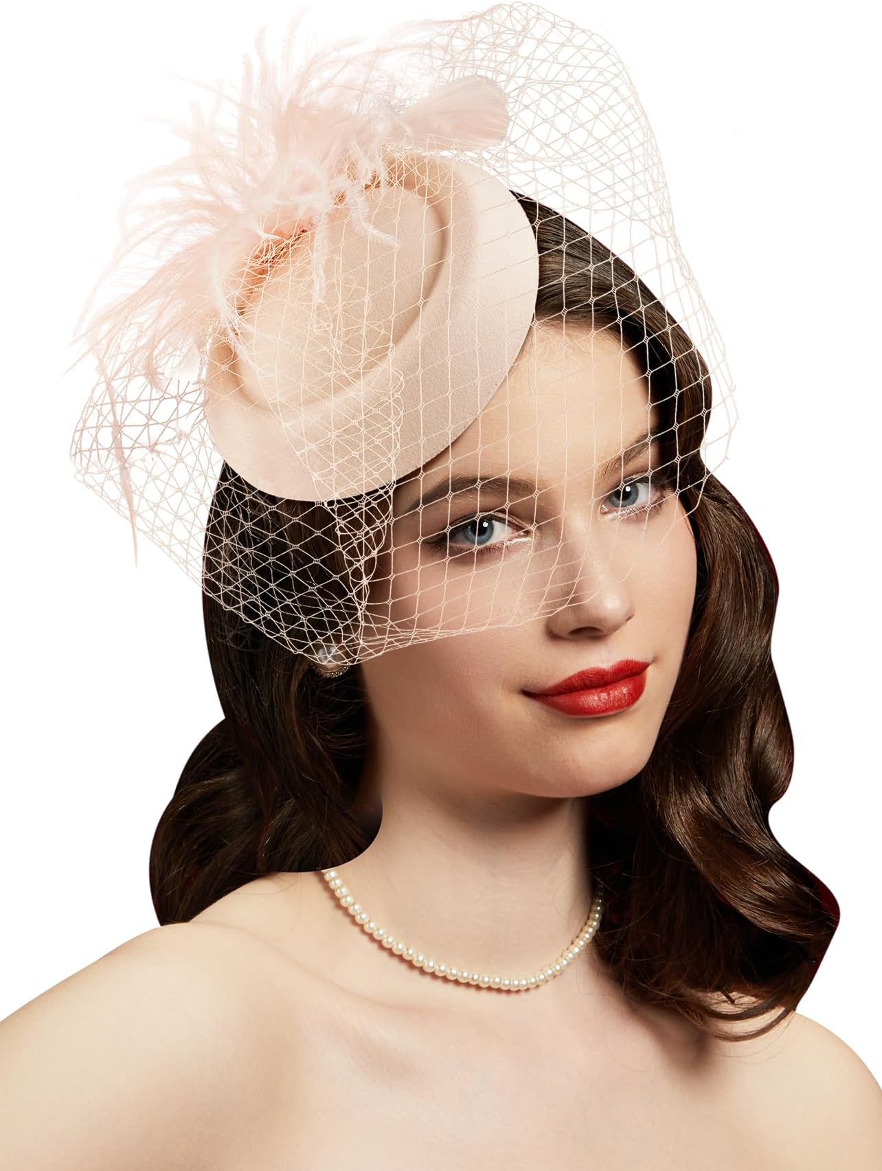 Fascinators Hats 20s 50s Hat Pillbox Hat Cocktail Tea Party Headwear with Veil for Girls and Women