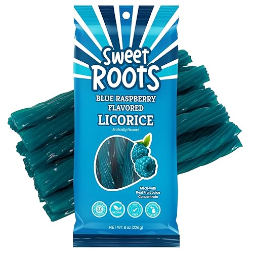 Miniatura 57 de Sweet Roots Huckleberry Regaliz Twists - 1 bolsa (16 onzas) - Palitos de regaliz de tamaño jumbo Hecho con concentrado de jugo de fruta real