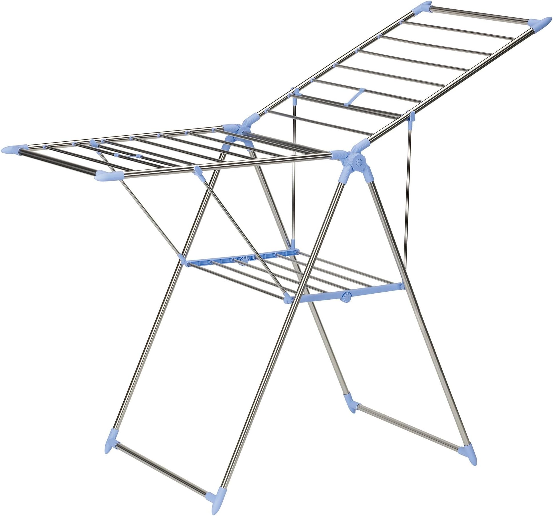 Collapsible Adjustable Gullwing Metal Clothes Drying Rack, Grey