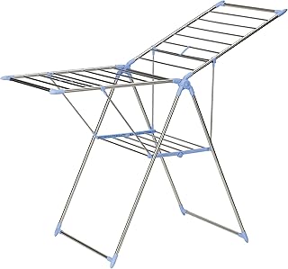 Household Essentials Collapsible Adjustable Gullwing Metal Clothes Drying Rack, Grey