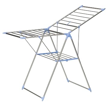 Household Essentials Collapsible Adjustable Gullwing Metal Clothes Drying Rack, Grey