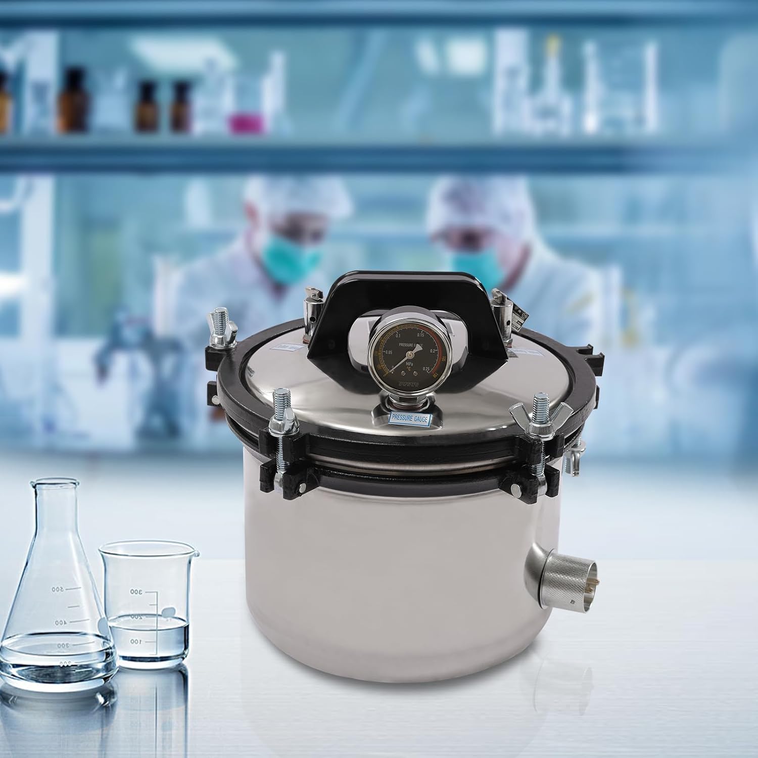 8l Lab Autoclave, Portable Steam Autoclave for Lab Equipment, Culture Medium, Glassware, Tatoo Instruments, Nail Tools 110v.