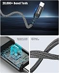 Magnétique USB C à USB C Câble 60W Chargement rapide, 3.3FT Cordon tressé enroulé, câble de chargeur de type C sans angle pour iPhone 15/16, Galaxy S24/S23, Pad, USB2.0 Synchronisation des données