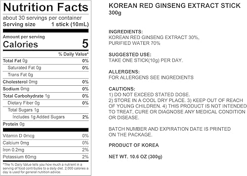 Miniatura 2 de POCHEON KOREAN RED GINSENG Extract Stick, 30% extracto de ginseng, paquetes de porciones individuales - 30 barras (0.3 fl oz x 30), apoyo