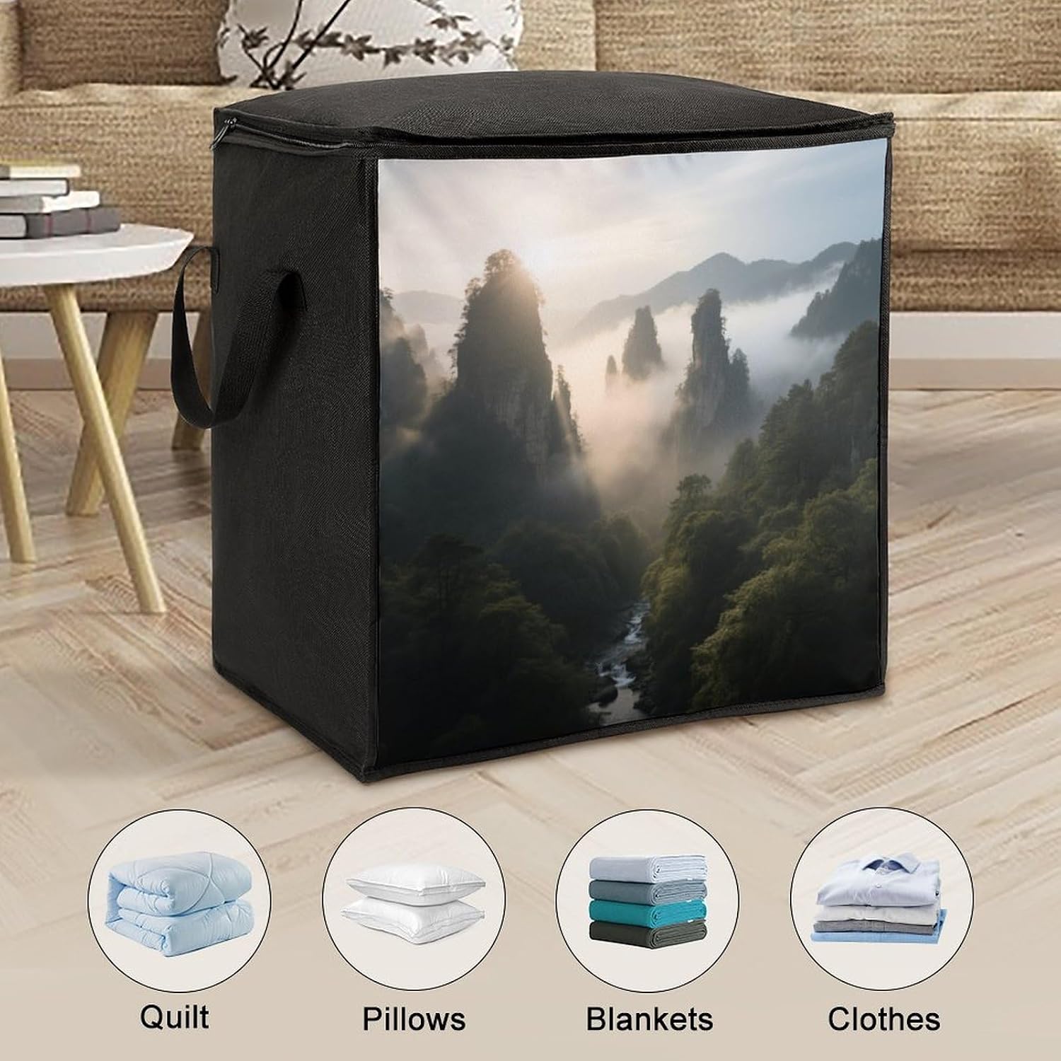 Strange Peaks And Rocks Storage Bags Moving Bags Storage Bins | Comforter Storage Bag Reinforced Handles & Zippers Foldable Closet Organizers and Storage for Blanket Pillow Clothes