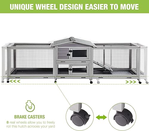 Miniatura 4 de Rabbit Hutch - Jaula de conejo para interiores y exteriores, jaula grande para conejillos de indias con 4 bandejas extraíbles profundas sin fugas,