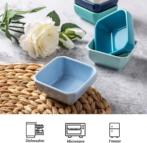 Miniatura 3 de DELLING Juego de cuencos de cerámica de 3 onzas  Juego de tazones de salsa de soyaplatos pequeños para salsa de tomate sushi, soja, astillas y