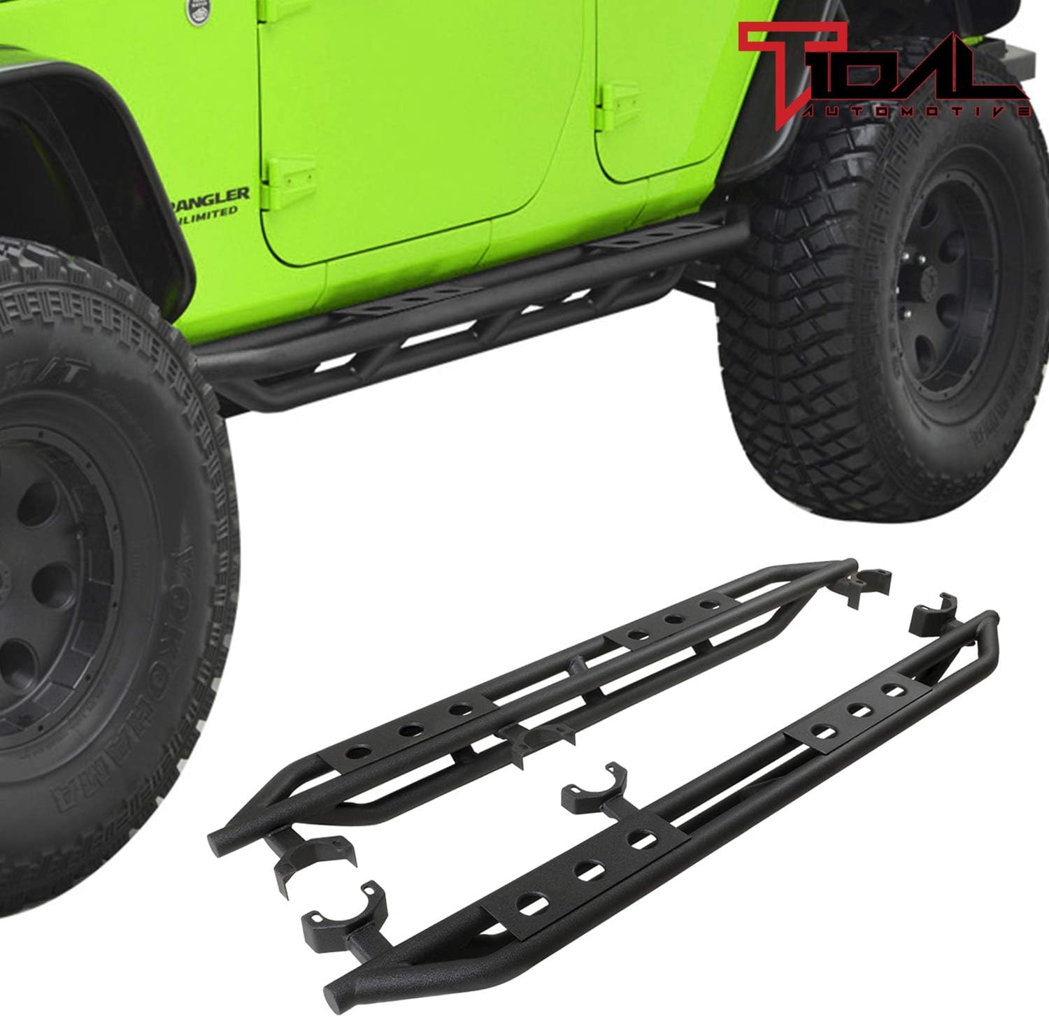 TIDAL Nerf Side Step Rock Slider Guard Steel Fit for 07-18 Wrangler Jk 4Door