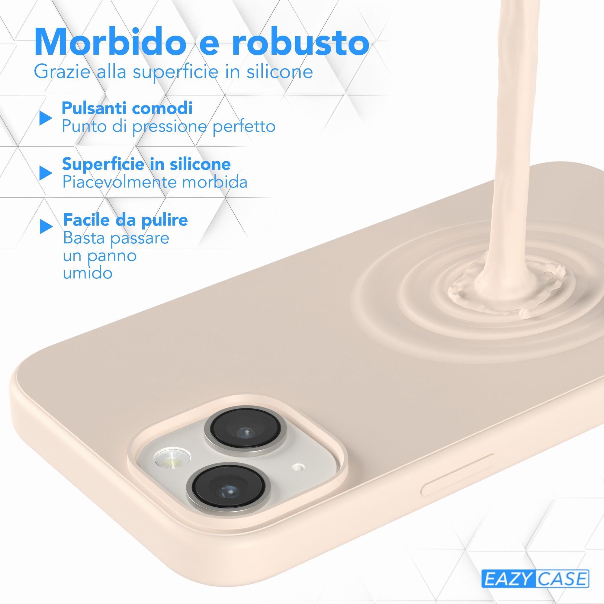 EAZY CASE - Custodia in silicone per iPhone 14 Custodia morbida protettiva con protezione della fotocamera Protezione sottile Premium Cover TPU Telefono Bumper in Beige