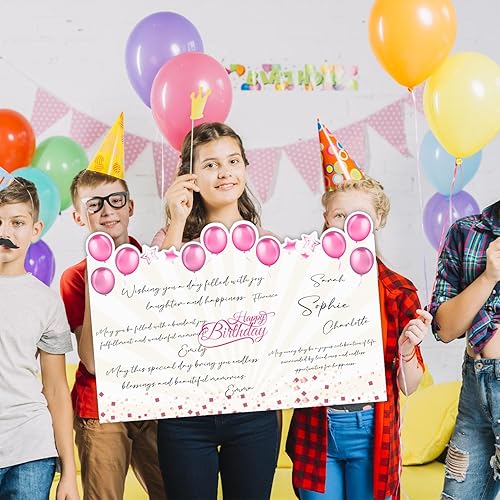 Miniatura 7 de Tarjeta de felicitación grande de cumpleaños para niños, libro de invitados gigante con temática de unicornio, tarjeta de cumpleaños, tarjeta de