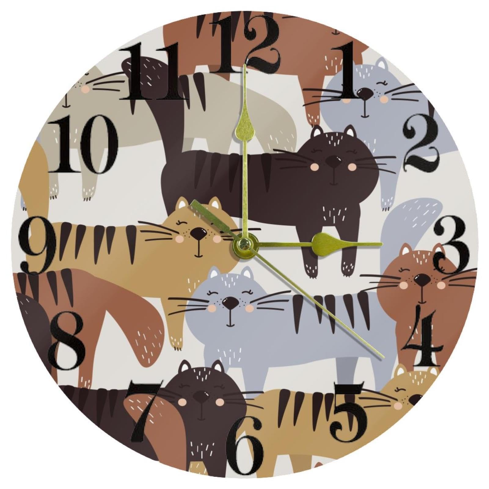 Horloge murale de précision Happy Cats au design épuré pour espaces de travail