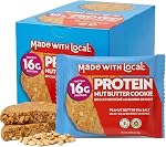 Made with Local Protein Nut Butter Cookies, 12-Pack, Plant-Based Protein, Gluten-Free, Organic, 16g Protein, High-Fiber Snack for Active Lifestyles (Peanut Butter Sea Salt)