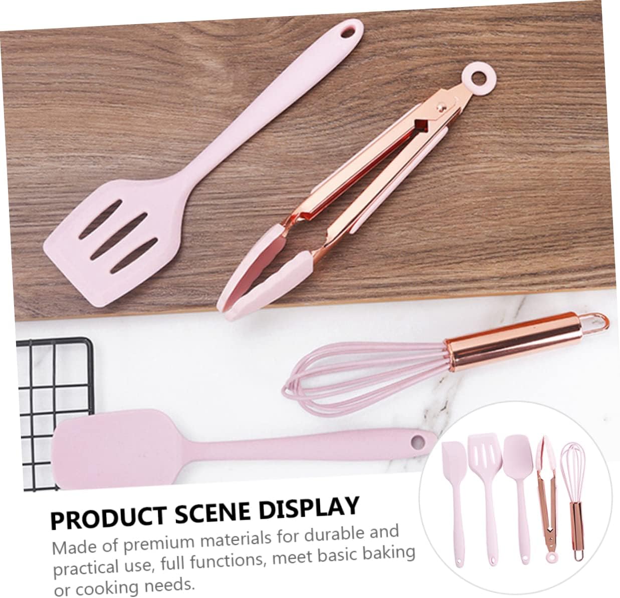 5Pcs Silicone Baking Tool Includes Scrapers Spatulas Whisk Food Clips for Home Baking Learning for Young Bakers