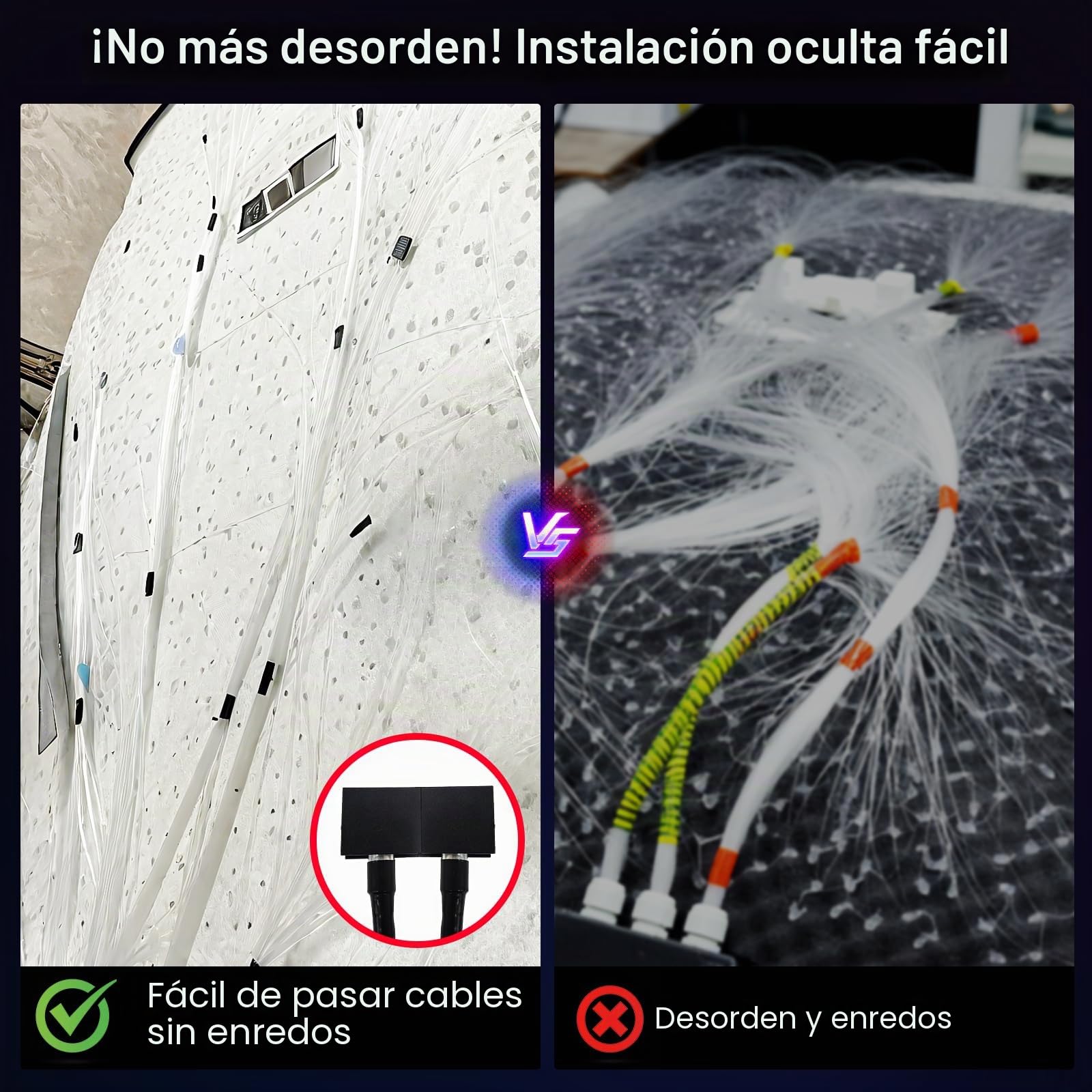 Juego de 800 luces de estrella RGBW de fibra óptica de 0.04 pulgadas y 5 pies para coche con 4 cabezales de luz, mini motor de 16 W, fácil de ocultar, cableado flexible, aplicación/control remoto para