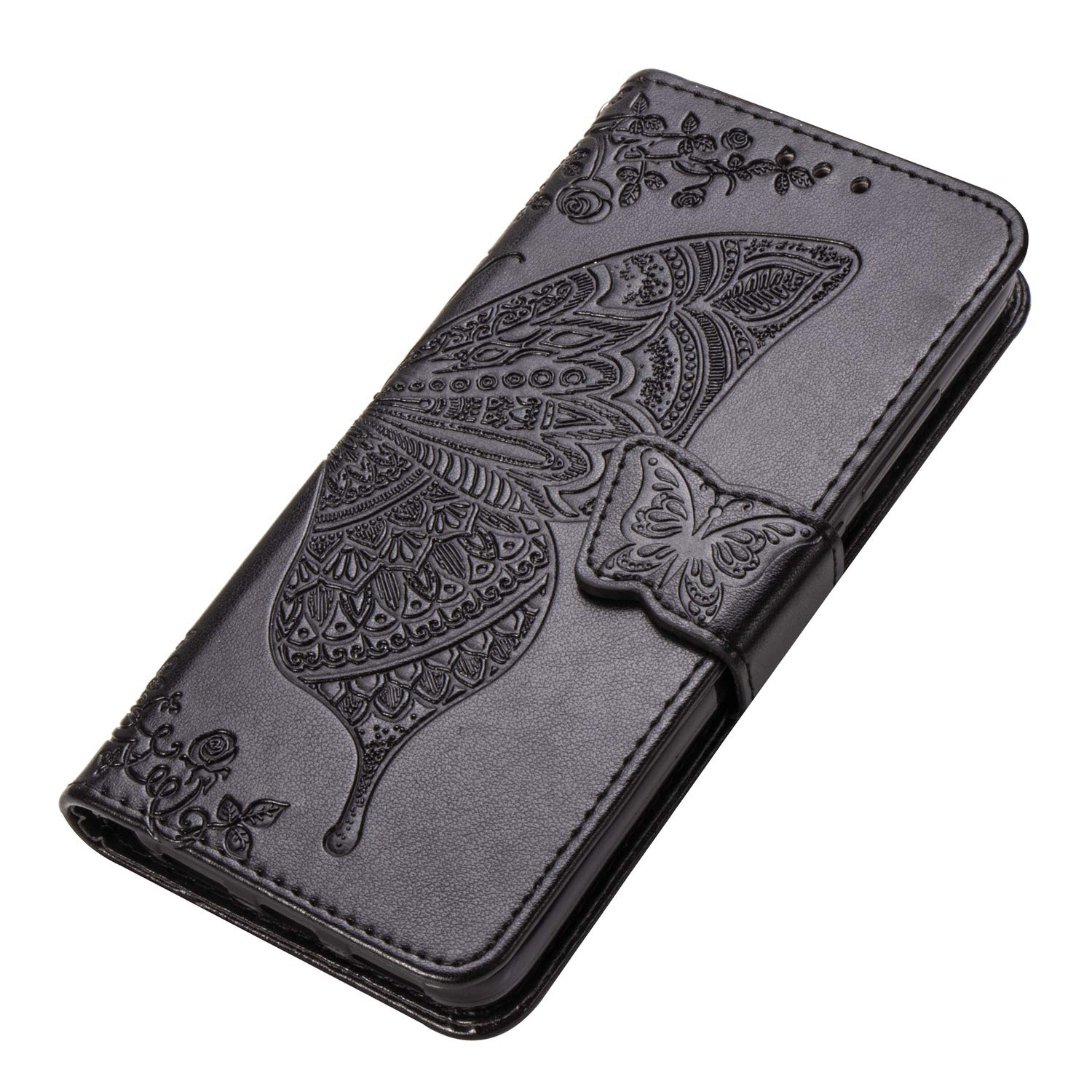 HAOYE Cover per Huawei Y6s Cover, Custodia Chiusura Magnetica Flip Case Stile, Pelle PU Farfalla Sbalzato con Supporto di Stand/Carte Slot. nero HAOYE Cover per Huawei Y6s Cover, Custodia Chiusura Magnetica Flip Case Stile, Pelle PU Farfalla Sbalzato con Supporto di Stand/Carte Slot. nero